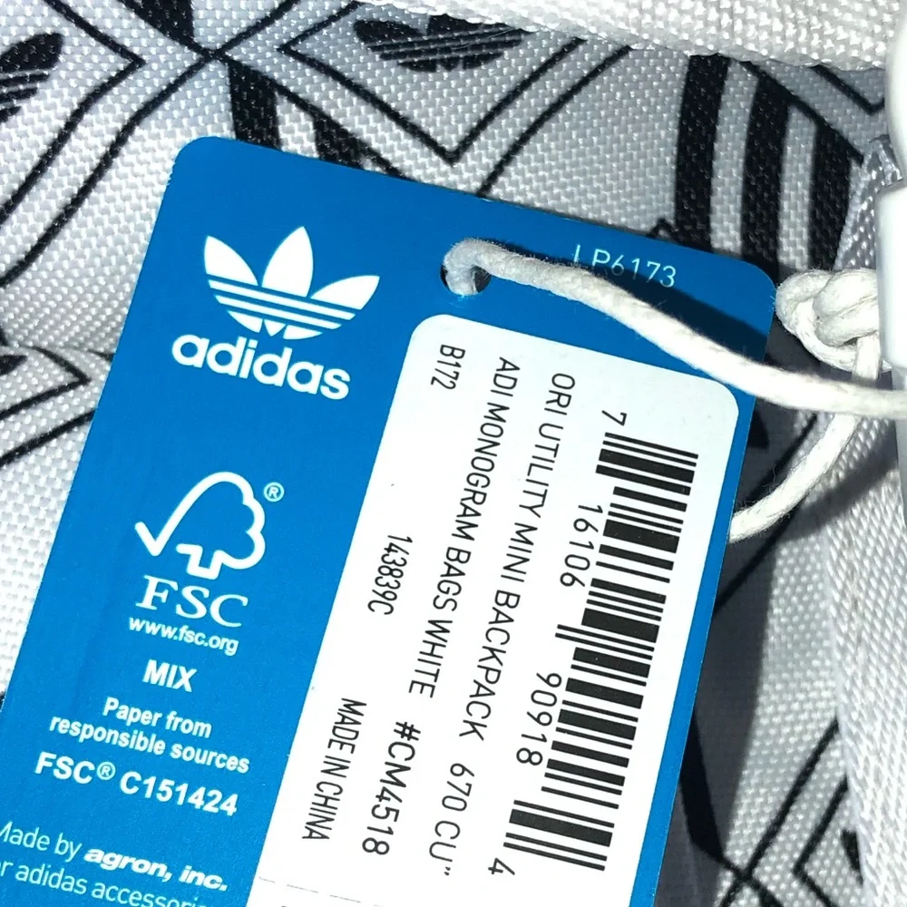 Adidas Women's Originals Utility Mini Backpack Girls Monogram Bags White LP6173 - Picture 15 of 15